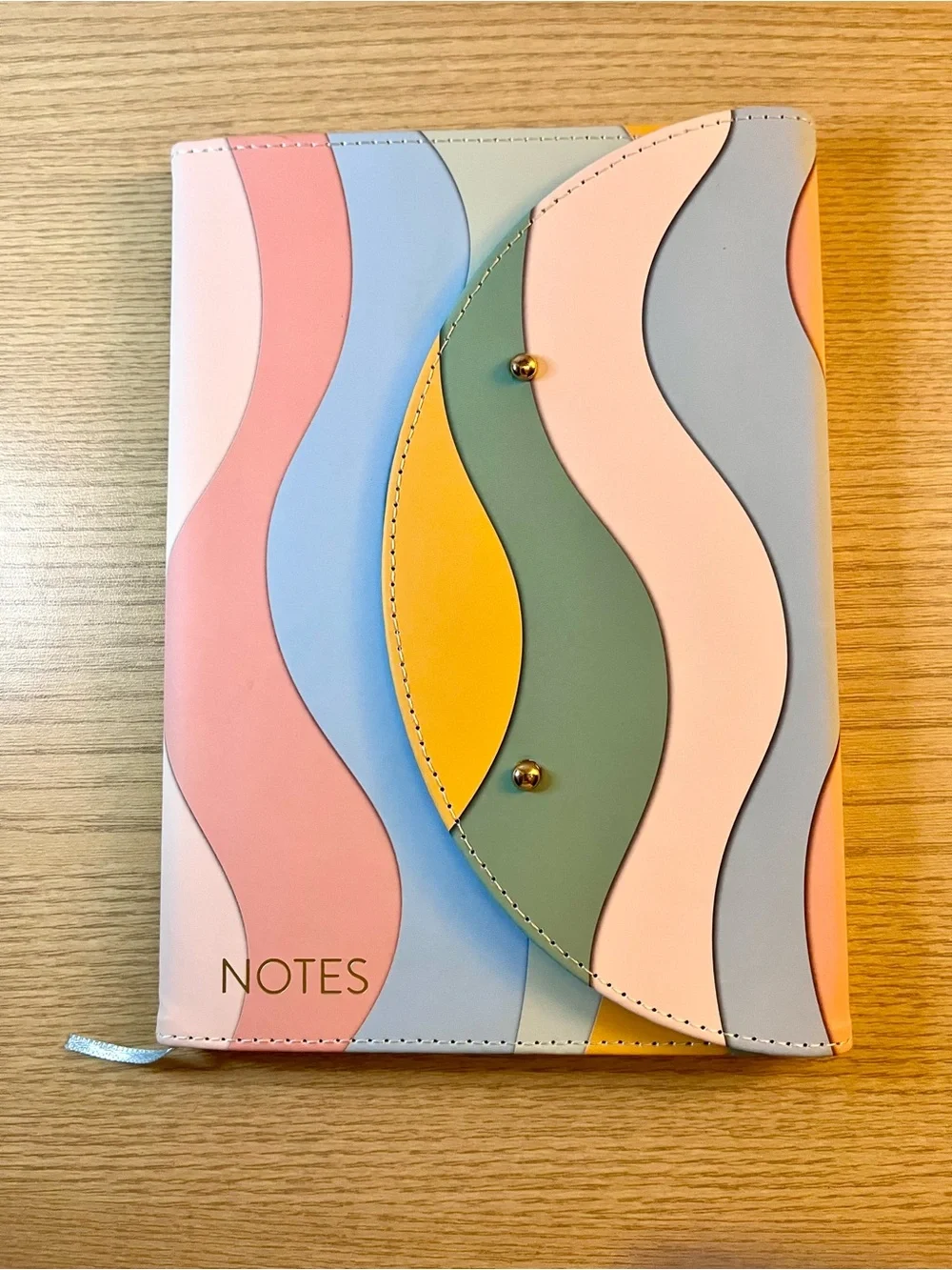 Pastel Retro Wave Faux Leather Journal Notes Lined Notebook Stud Closure